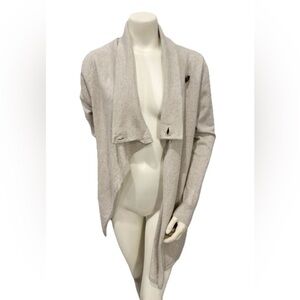 Repeat Cashmere Wool Blend Wrap Cardigan Sweater Sand Beige Size 42 M-L